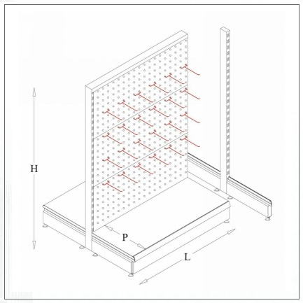 Island Unit with perforated Back Pannel